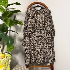 ASOS 24 Leopard Print Long Sleeve Ruffle Trim Cut Out Back Dress